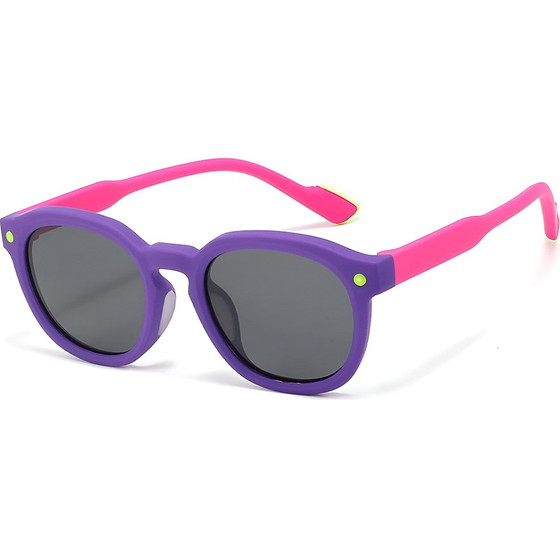 Techsuit - Kids Polarized Sunglasses (616) - UV Protection, Gray Lens, TPEE Frame - Purple / Pink