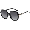 Techsuit - Polarized Sunglasses (5223) - for Women, UV Filter, Classic Retro, Oversized, PC Frame, Metal Accents - Black