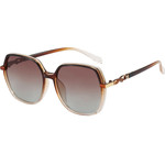 Techsuit - Polarized Sunglasses (5223) - for Women, UV Filter, Classic Retro, Oversized, PC Frame, Metal Accents - Brown
