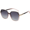 Techsuit - Polarized Sunglasses (5223) - for Women, UV Filter, Classic Retro, Oversized, PC Frame, Metal Accents - Gray / Pink