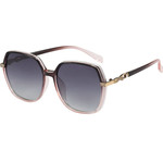 Techsuit - Polarized Sunglasses (5223) - for Women, UV Filter, Classic Retro, Oversized, PC Frame, Metal Accents - Gray / Pink