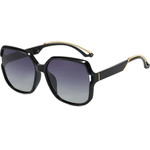 Techsuit - Polarized Sunglasses (5228) - for Women, UV400, Oversized Classic Design, Daily Wear, PC Frame - Black / Gold