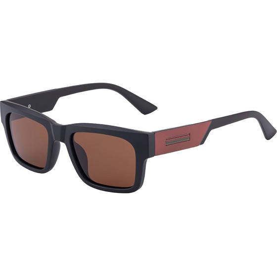 Techsuit - Polarized Sunglasses (8491) - for Men, UV Protection, PC, Square Frame, TAC Lenses, All-Day Comfort - Matte Black / Cherry