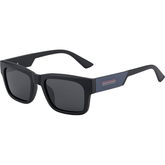 Techsuit - Polarized Sunglasses (8491) - for Men, UV Protection, PC, Square Frame, TAC Lenses, All-Day Comfort - Matte Black / Gray