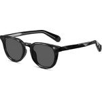 Techsuit - Polarized Sunglasses (8663) - for Men, UV Protection, Clear Vision, TR90, Round Style, for Traveling - Black - (8663:BLACK)