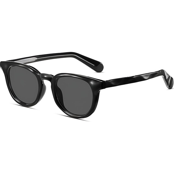 Techsuit - Polarized Sunglasses (8663) - for Men, UV Protection, Clear Vision, TR90, Round Style, for Traveling - Black - (8663:BLACK)