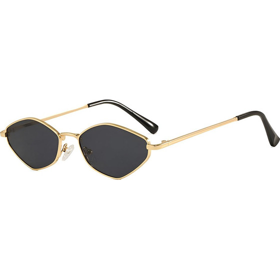 Techsuit - Premium Sunglasses (6206) - for Women, Narrow Hexagonal Frame, Retro Charm - Gold / Black