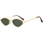 Techsuit - Premium Sunglasses (6206) - for Women, Narrow Hexagonal Frame, Retro Charm - Gold / Green
