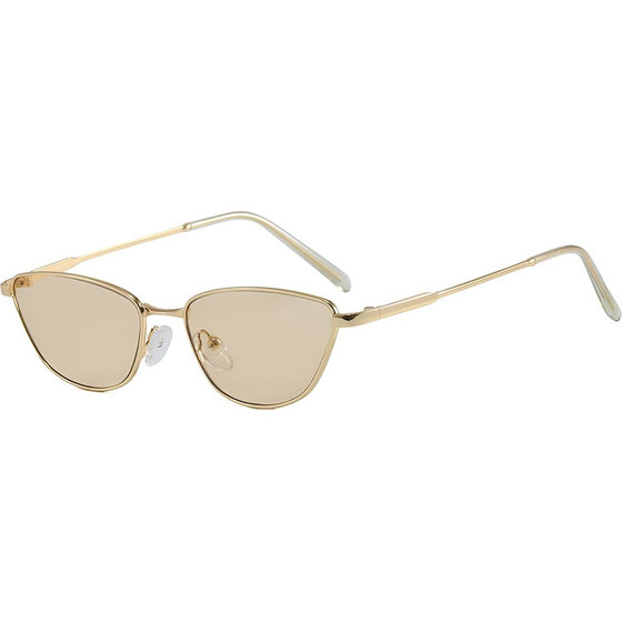 Techsuit - Premium Sunglasses (622) - for Women, Cat-Eye Frame, Minimalist Design - Gold / Champagne