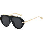 Techsuit - Premium Sunglasses (8092) - for Women, Retro-Chic Design, Oversized Aviator, Flat-Top, Metal Arms - Black