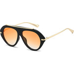 Techsuit - Premium Sunglasses (8092) - for Women, Retro-Chic Design, Oversized Aviator, Flat-Top, Metal Arms - Black / Orange