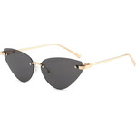 Techsuit - Premium Sunglasses (S099) - for Women, Cat Eye, Rimless, Fashion-forward, Comfortable Fit - Gold / Black