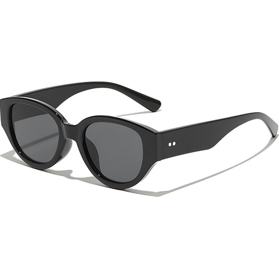 Techsuit - Sunglasses (17002) - for Women, PC Oval Frame, Small 90s Style - Black