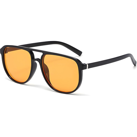 Techsuit - Sunglasses (18266) - for Women, PC Lens & Frame, Aviator, Double Bridge - Black / Orange