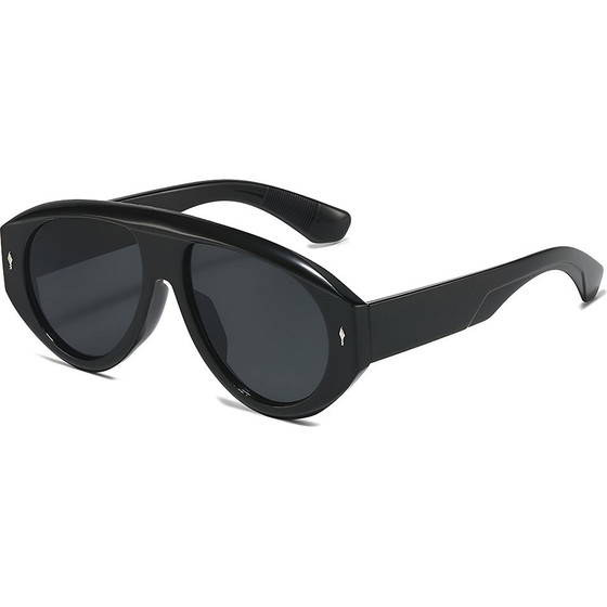 Techsuit - Sunglasses (3991) - for Women, PC Frame, Retro Glamour, Oversized 70s Aviator, Designer-Inspired - Black
