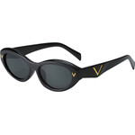 Techsuit - Sunglasses (77115) - for Women, PC Frame & Lens, Micro Oval, Boho Style - Black
