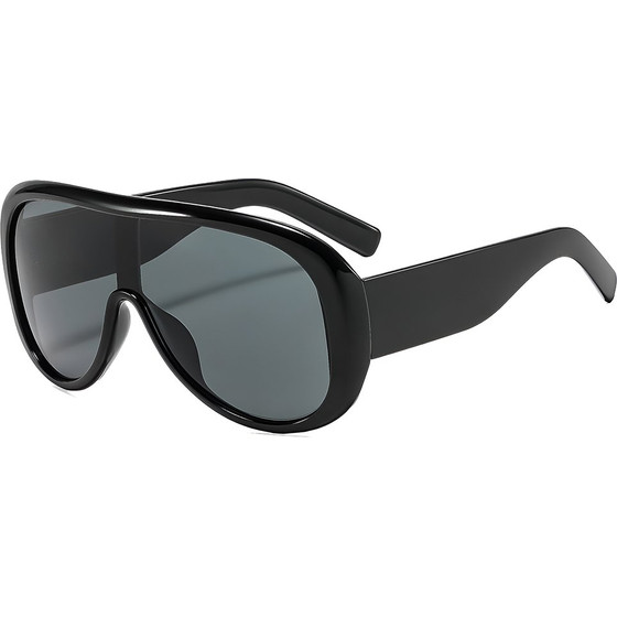Techsuit - Sunglasses (89337) - for Women, Oversized Aviator, Glare-free Vision, Bold Frame Lines - Black