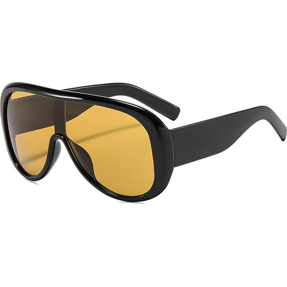 Techsuit - Sunglasses (89337) - for Women, Oversized Aviator, Glare-free Vision, Bold Frame Lines - Black Tea