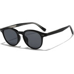 Techsuit - Sunglasses (99046) - Unisex, Lightweight TR90 Frame, Round Design, One-piece Nose Pad - Black