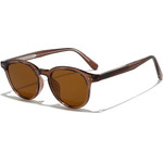 Techsuit - Sunglasses (99046) - Unisex, Lightweight TR90 Frame, Round Design, One-piece Nose Pad - Brown