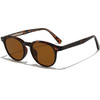 Techsuit - Sunglasses (99046) - Unisex, Lightweight TR90 Frame, Round Design, One-piece Nose Pad - Brown Print