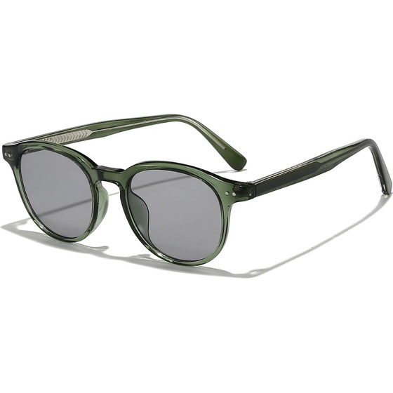 Techsuit - Sunglasses (99046) - Unisex, Lightweight TR90 Frame, Round Design, One-piece Nose Pad - Green