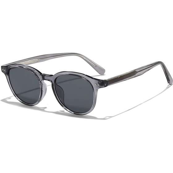 Techsuit - Sunglasses (99046) - Unisex, Lightweight TR90 Frame, Round Design, One-piece Nose Pad - Grey