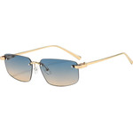 Techsuit - Sunglasses (S098) - Unisex, Rectangular Lens, Rimless, Sleek Metal Arms, Ultralight - Gold / Blue Tea