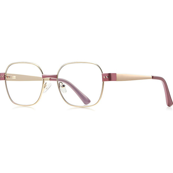 Techsuit - Anti-Blue Light Glasses Reflex PC (3172) - for Women, Rectangular - Pink / Gold