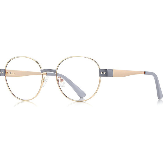 Techsuit - Anti-Blue Light Glasses Reflex PC (3175) - for Women, Round - Gold / Light Gray