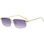 Techsuit - Sunglasses (S098) - Unisex, Rectangular Lens, Rimless, Sleek Metal Arms, Ultralight - Gold / Purple