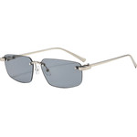 Techsuit - Sunglasses (S098) - Unisex, Rectangular Lens, Rimless, Sleek Metal Arms, Ultralight - Silver / Grey