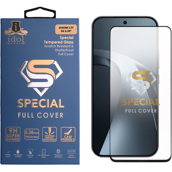 Idol 1991 Special Tempered Glass Xiaomi 17T 5G 6.59in 9H 0.25mm Full Cover Finger Print Full Glue BLACK - (5205308424175)