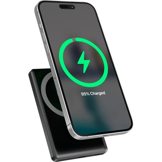 Gembird Magnetic Wireless Powerbank With LCD, 15W, 10000 mAh, Black - (PB10-WPC15M-LCD-01)
