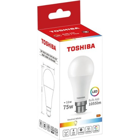 Toshiba Led A60 B22 11W 4000K - (DELS-BL4401122AE21)