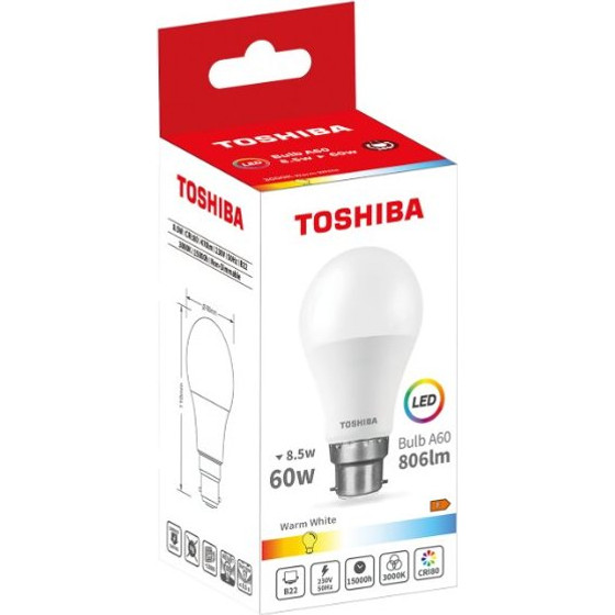Toshiba Led A60 B22 8.5W 3000K - (DELS-BL348P522AE21)