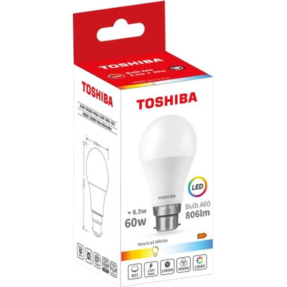 Toshiba Led A60 B22 8.5W 4000K - (DELS-BL448P522AE21)