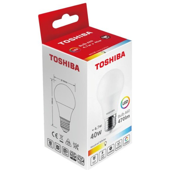 Toshiba Led A60 E27 4.7W 4000K - (DELS-BL444P7B0AE21)