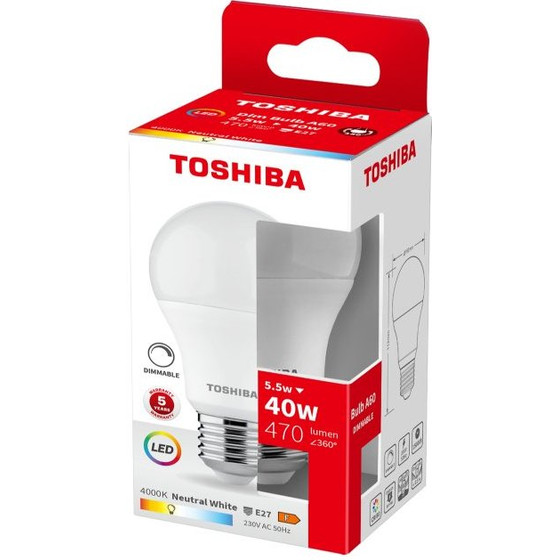 Toshiba Led A60 E27 5.5W 4000K Dimmable - (DELS-BL445P5A8DE51)