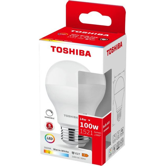Toshiba Led A65 E27 14W 3000K Dimmable - (DELS-BL34014B2DE51)