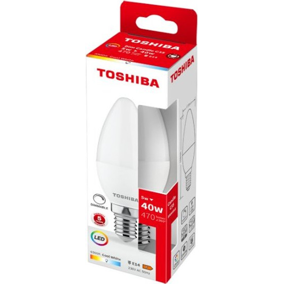 Toshiba Led C35 E14 5W 6500K Dimmable - (DELS-CDC400514DE51)