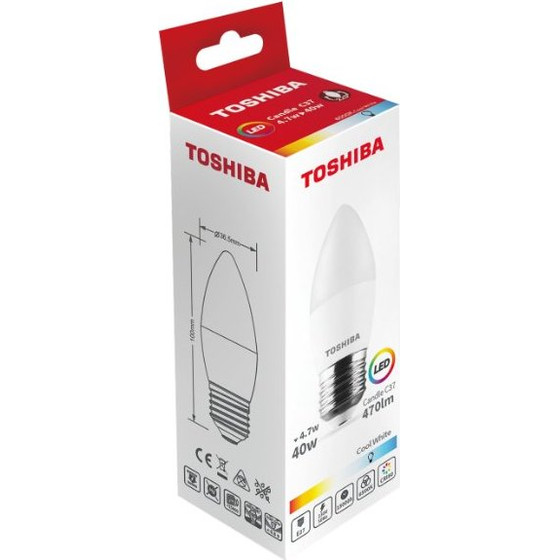 Toshiba Led C37 E27 4.7W 6500K - (DELS-CDC44P727AE21)