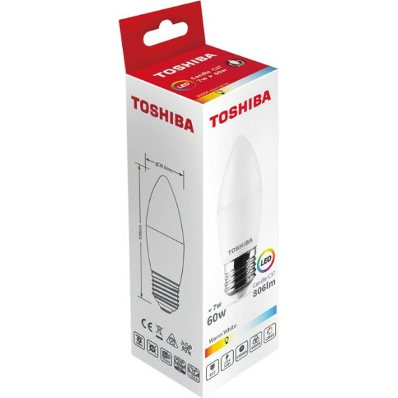 Toshiba Led C37 E27 7W 3000K - (DELS-CD3400727AE21)