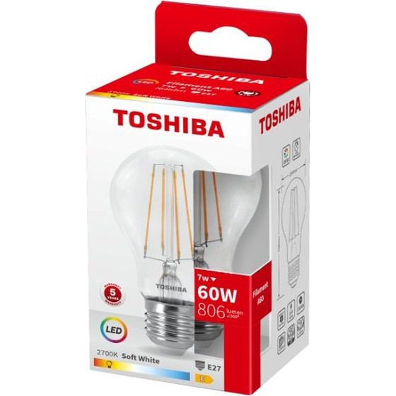 Toshiba Led Filament A60 E27 7W 2700K - (DELS-FBW400727AE11)