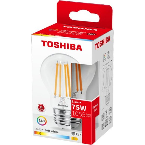 Toshiba Led Filament A60 E27 8.5W 2700K - (DELS-FBW48P527AE11)