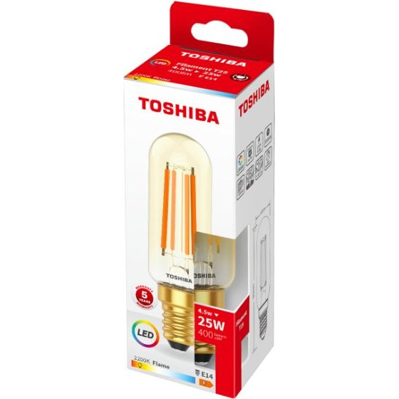 Toshiba Led Filament Amber T25 E14 4.5W 2200K - (DELS-FTA44P514AF11)