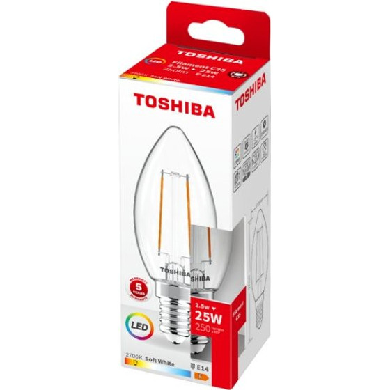 Toshiba Led Filament C35 E14 2.5W 2700K - (DELS-FCW42P514AF11)