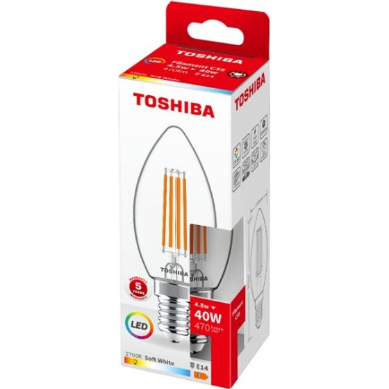 Toshiba Led Filament C35 E14 4.5W 2700K - (DELS-FCW44P514AF11)