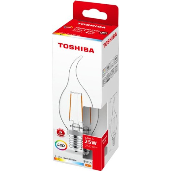 Toshiba Led Filament CF35 E14 2.5W 2700K - (DELS-FCW42P5L4AF11)