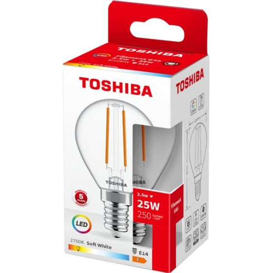 Toshiba Led Filament G45 E14 2.5W 2700K - (DELS-FGW42P514AF11)